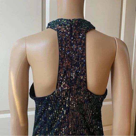 NWT Cache Iridescent Sequin Dress - halter neckline - Size Small - Picture 10 of 11
